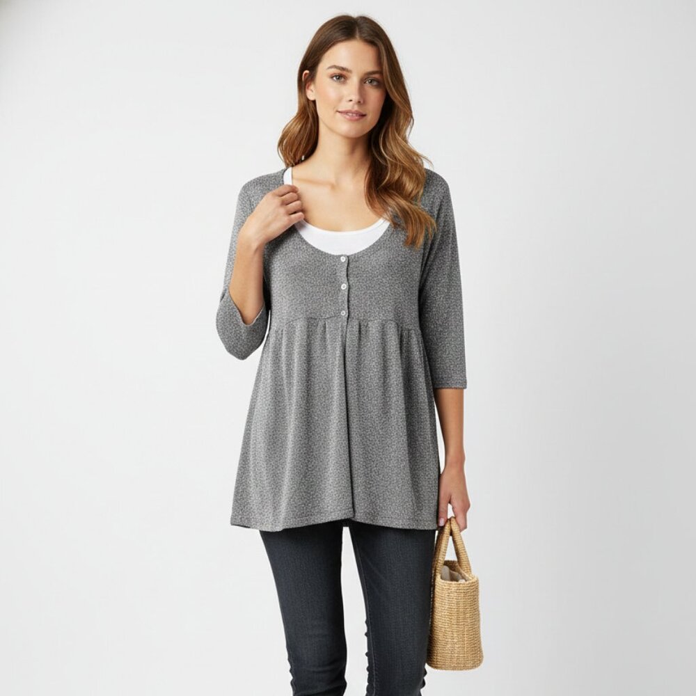 Bitten Sara Jessica Parker Cardigan Y2K Babydoll Silver Metallic L